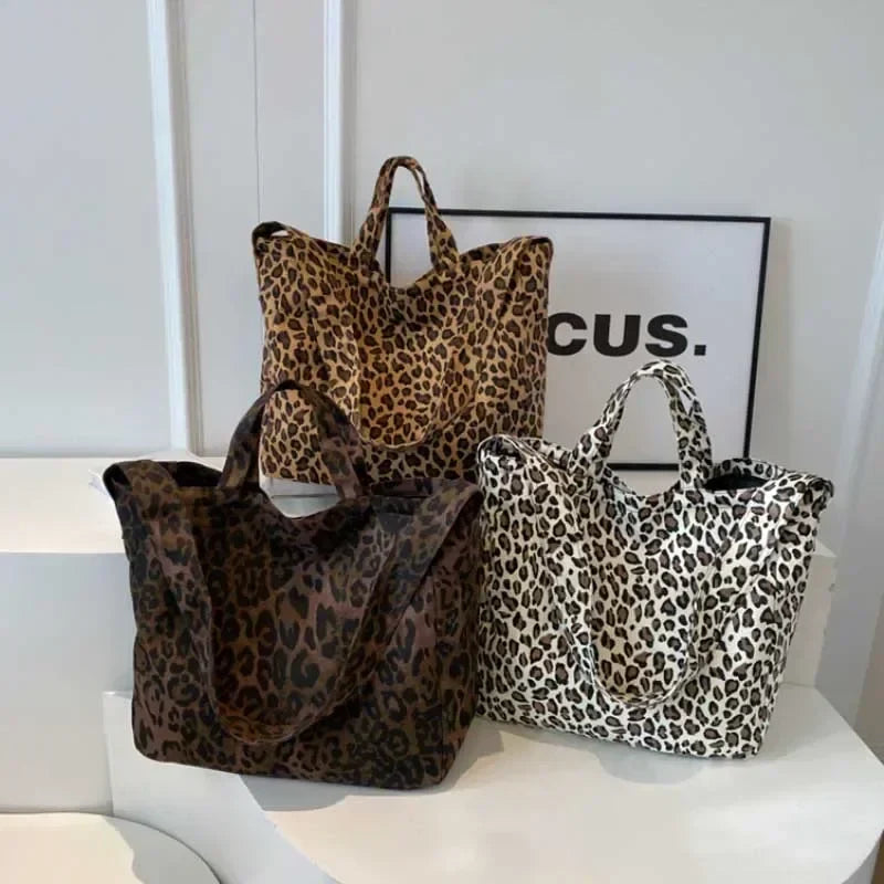 Leopard Design Korean Fashion Shopper Handbag