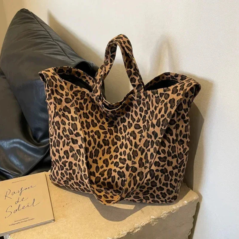Leopard Design Korean Fashion Shopper Handbag