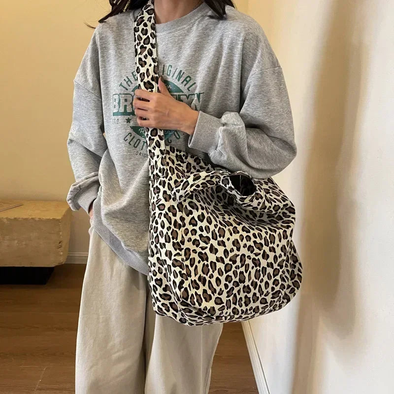 Leopard Design Korean Fashion Shopper Handbag