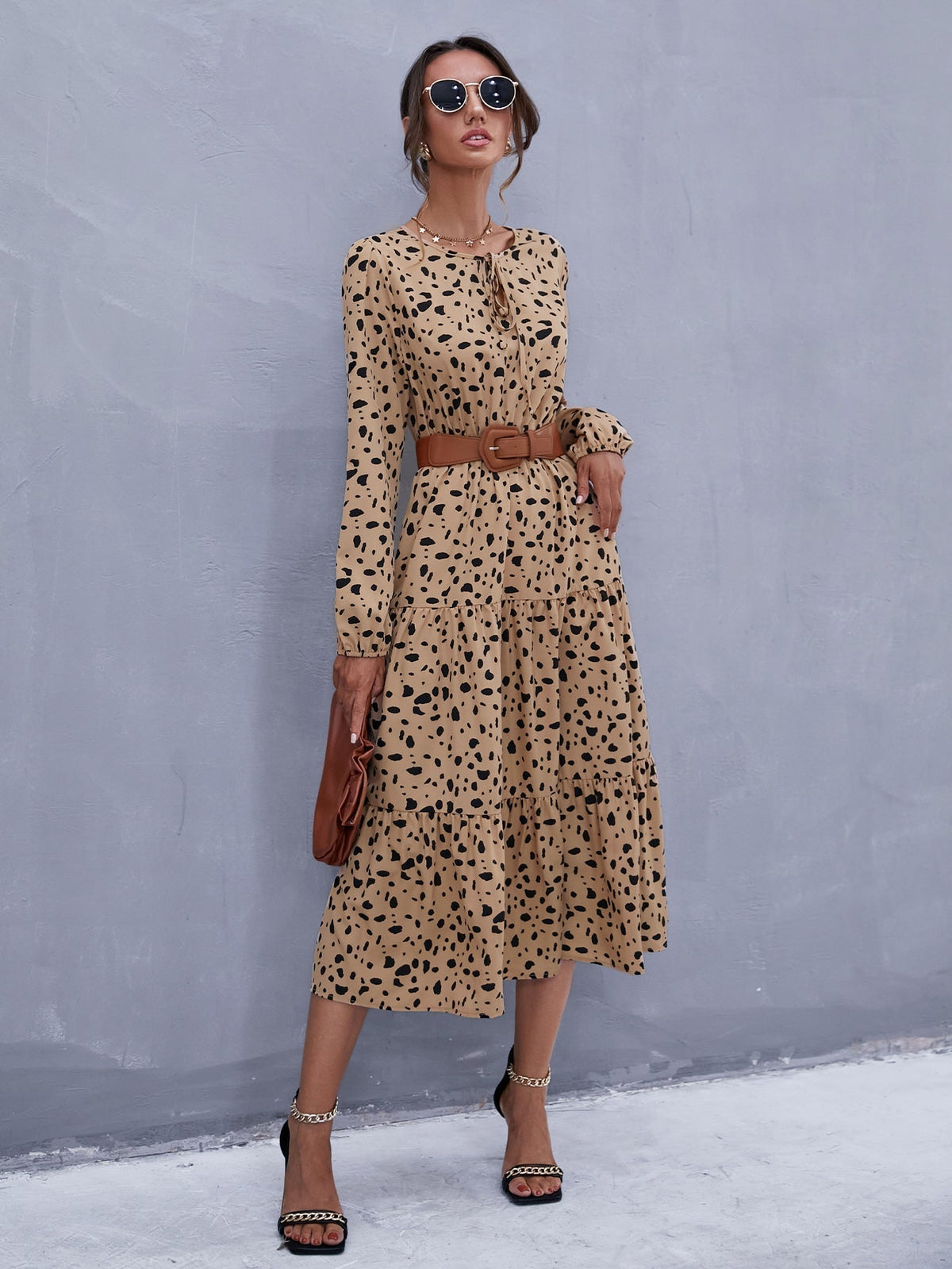 KittenAlarm - Leopard Print Tie Front Dress