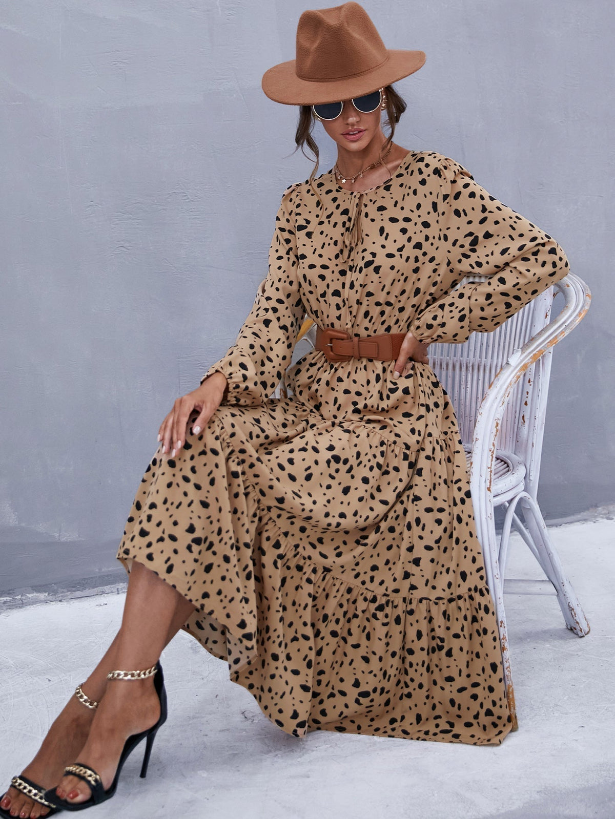 KittenAlarm - Leopard Print Tie Front Dress