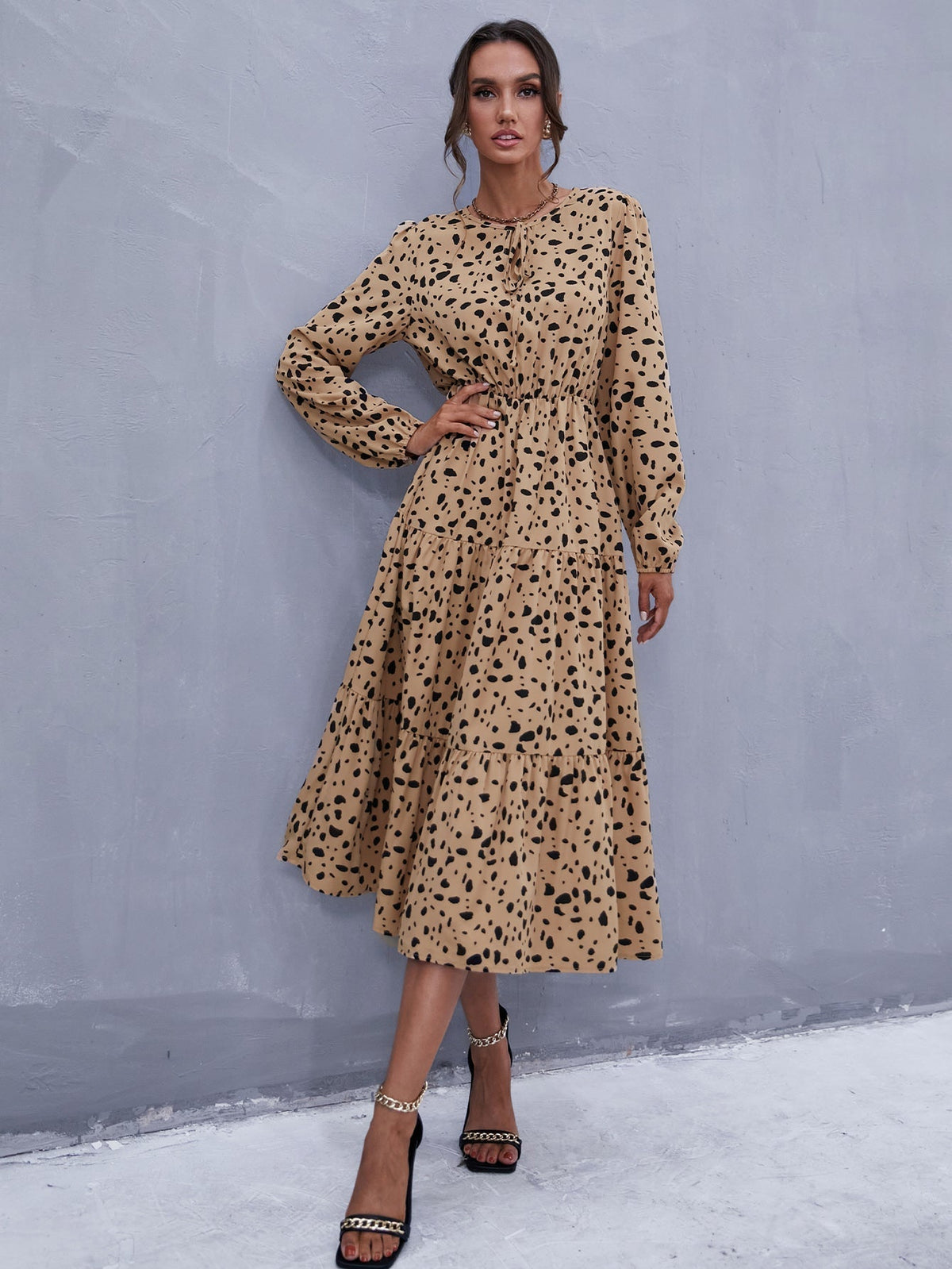 KittenAlarm - Leopard Print Tie Front Dress