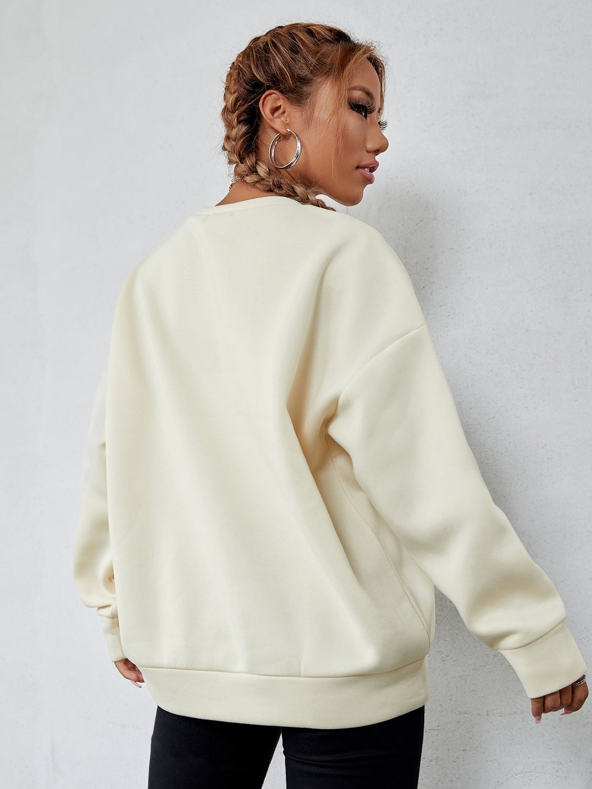 KittenAlarm - Letter Graphic Drop Shoulder Sweatshirt