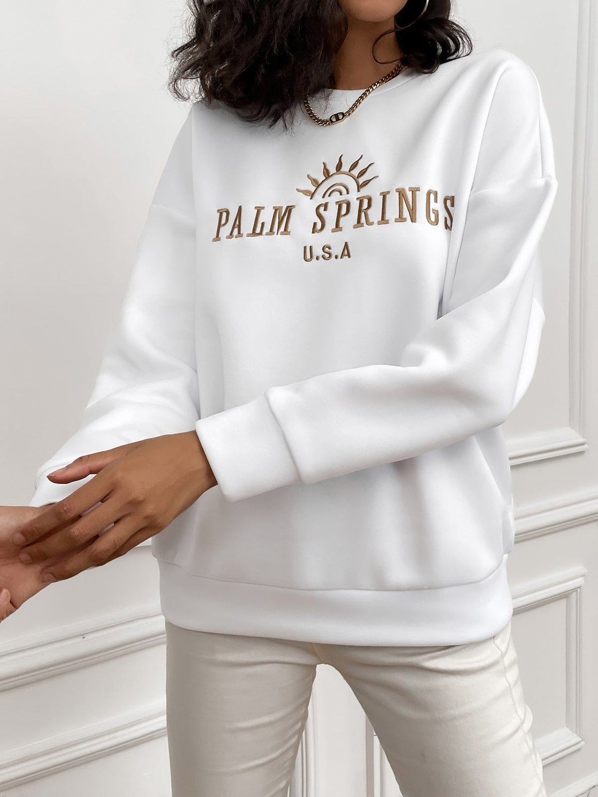 KittenAlarm - Letter Graphic Drop Shoulder Sweatshirt