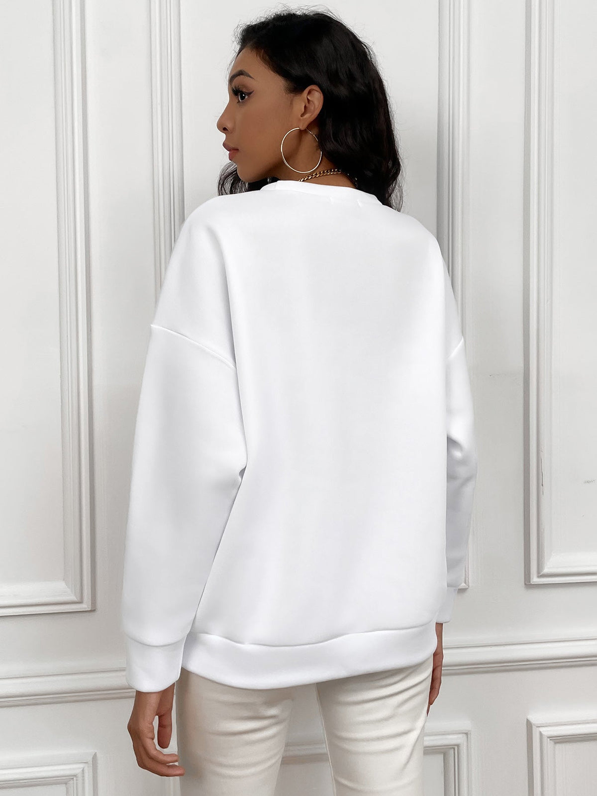 KittenAlarm - Letter Graphic Drop Shoulder Sweatshirt