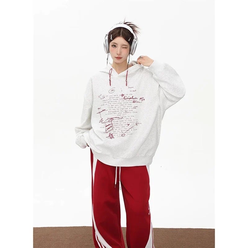 Loose High Street Y2K Korean Fashion Warm Autumn Hoodie - Fashionpara