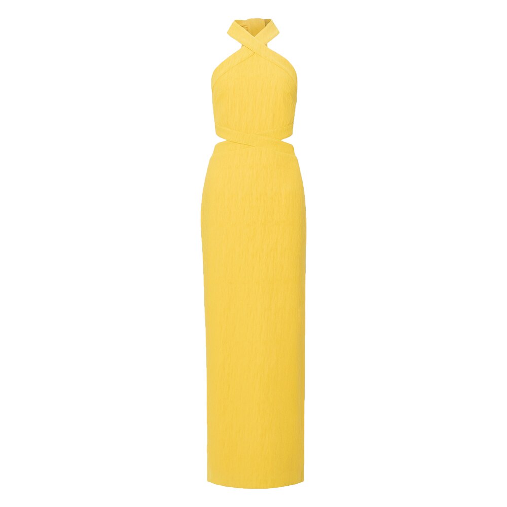 Crossover Halter Neck Cutout High-Slit Maxi Dress 6