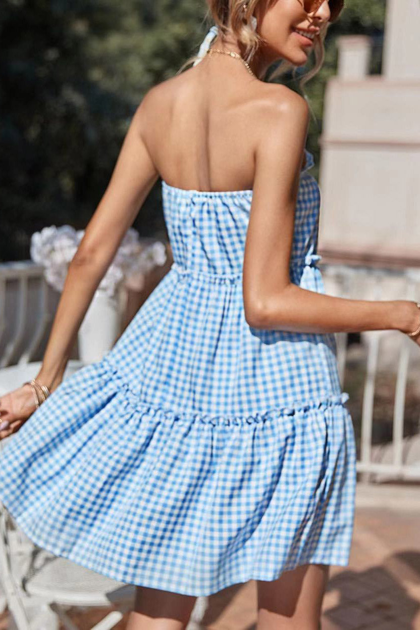 Light Sky Blue Strapless A-Line Mini Dress Fashionpara
