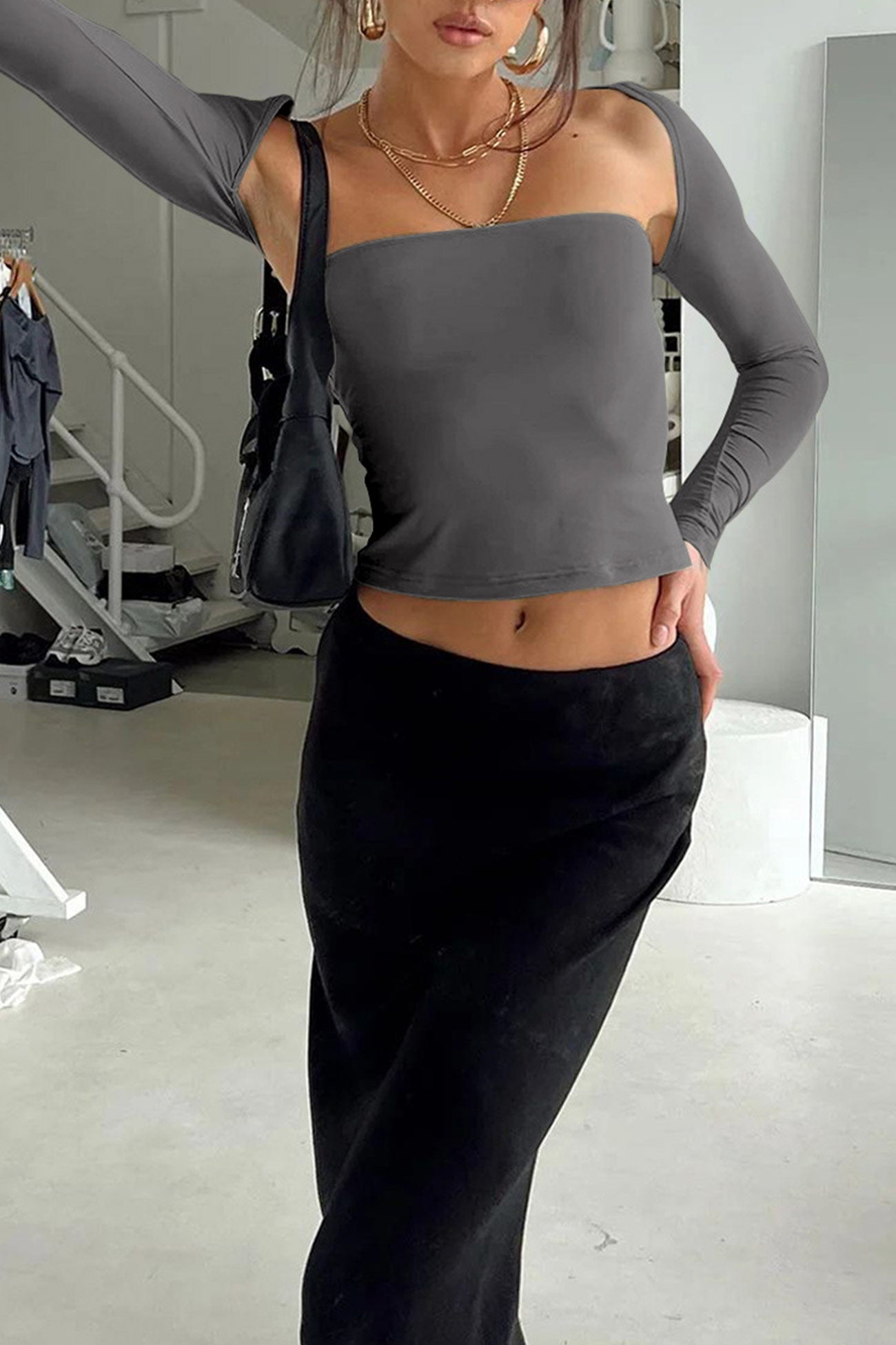 AROLORA Long Sleeve Cardigan Two-Piece Top Set for Style