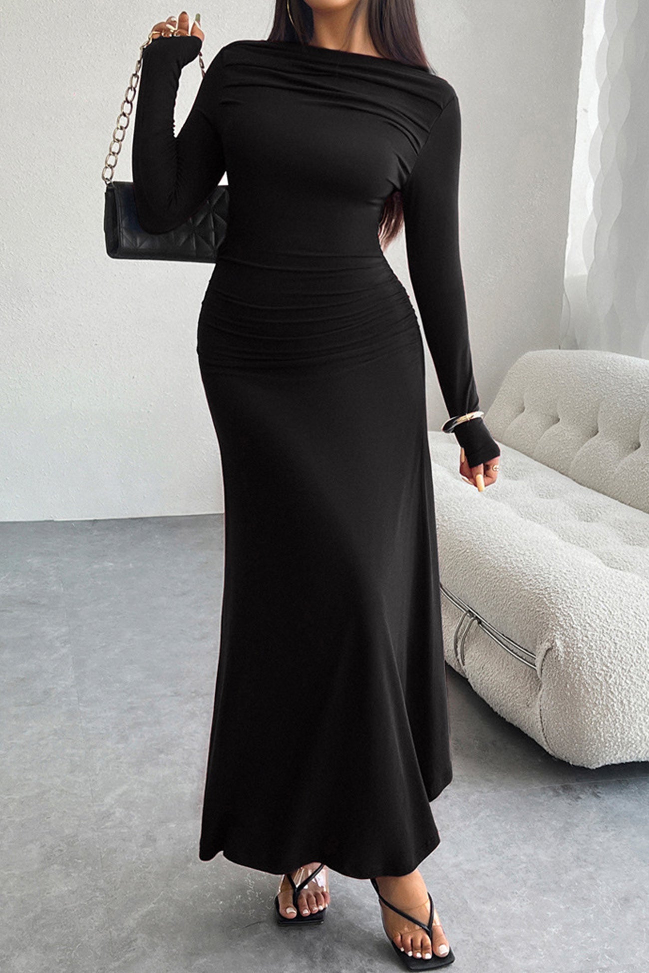 Long Sleeve Pack Hip Maxi Dress
