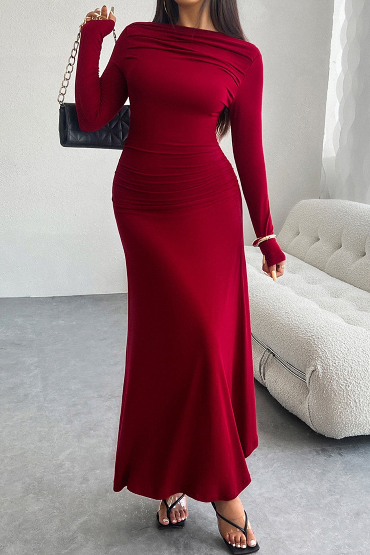 Long Sleeve Pack Hip Maxi Dress