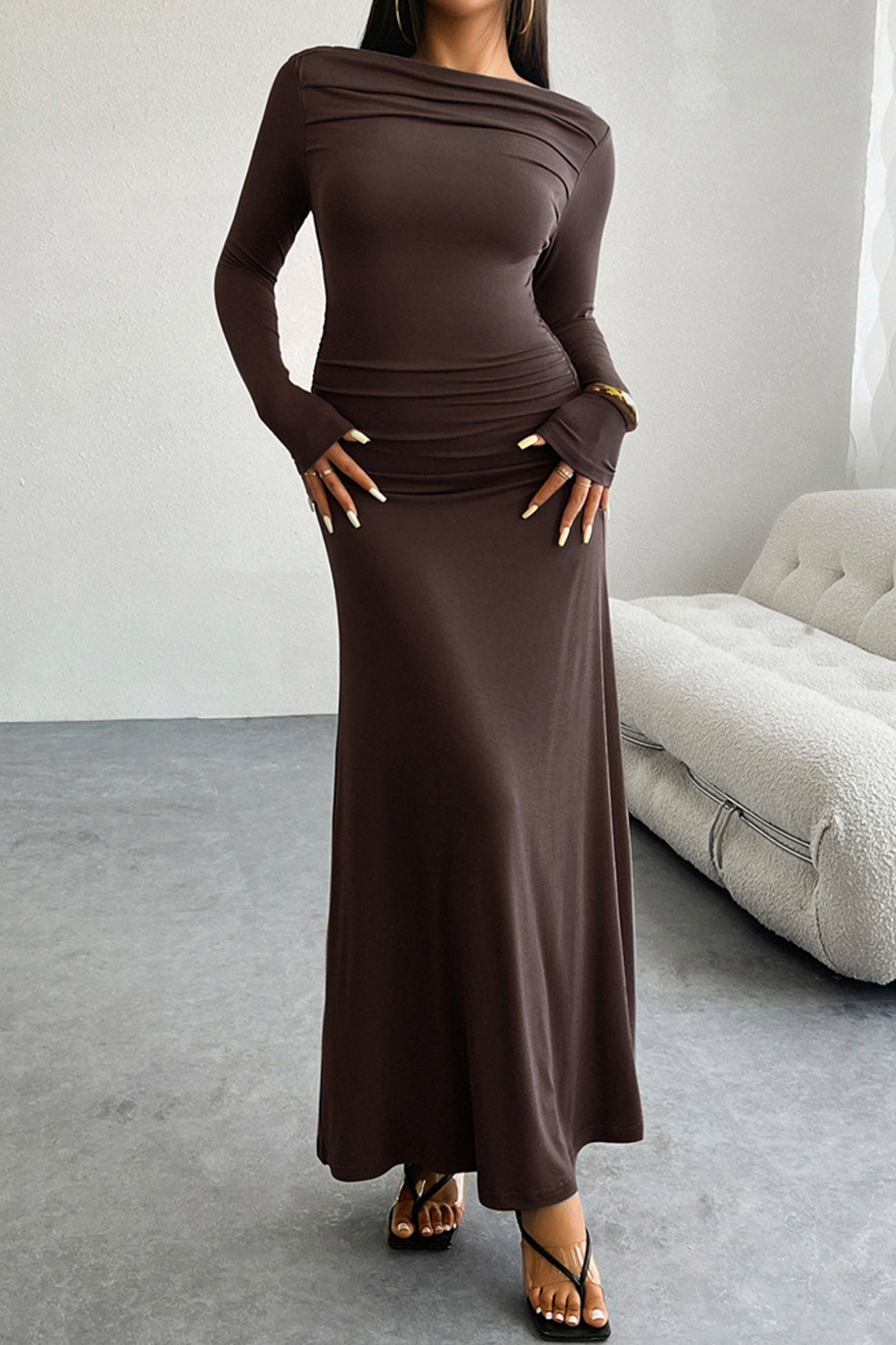 Long Sleeve Pack Hip Maxi Dress