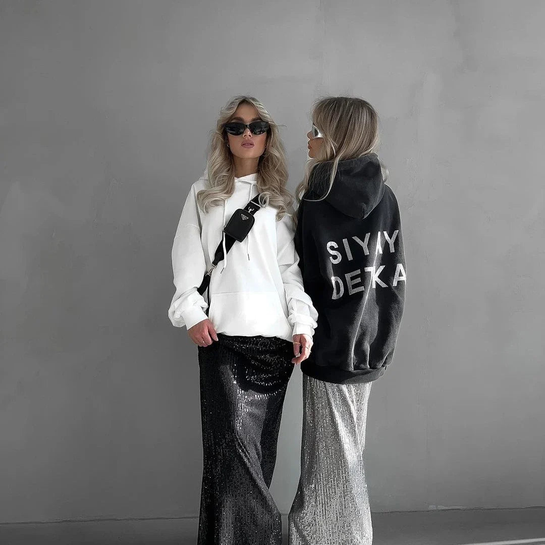 Casual Long Sleeve Letter Hoodie