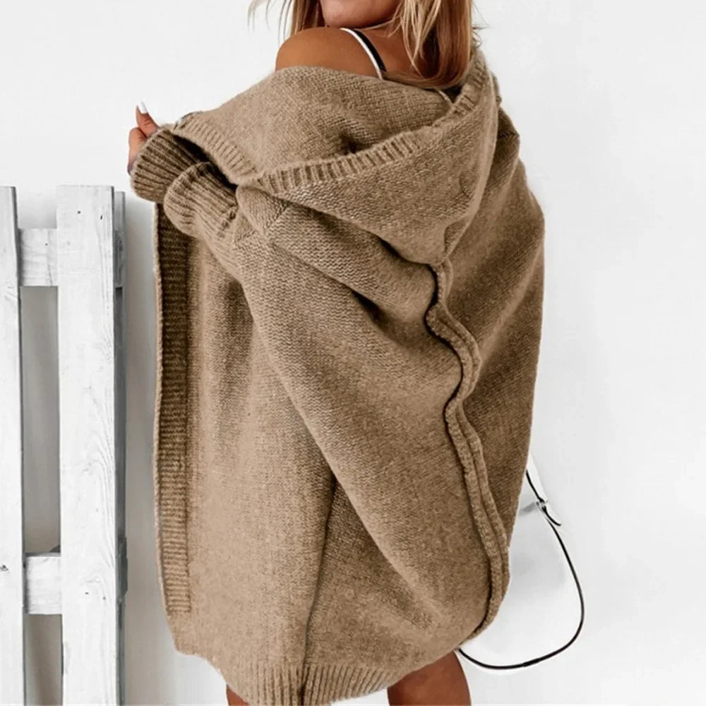 Loose Doll Sleeve Knit Sweater Long Autumn Winter Ladies Coats - Fashionpara