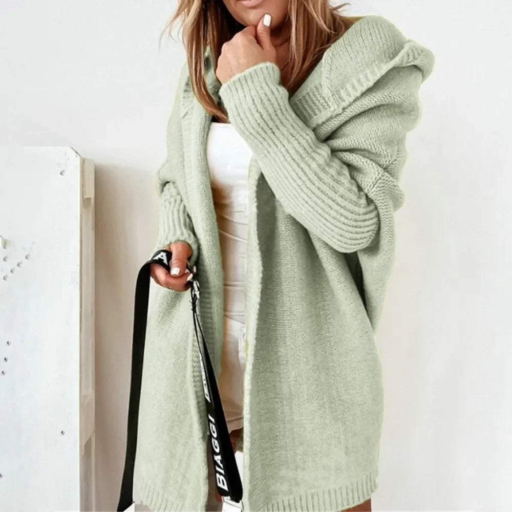 Loose Doll Sleeve Knit Sweater Long Autumn Winter Ladies Coats - Fashionpara