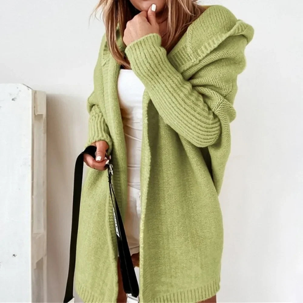 Loose Doll Sleeve Knit Sweater Long Autumn Winter Ladies Coats - Fashionpara