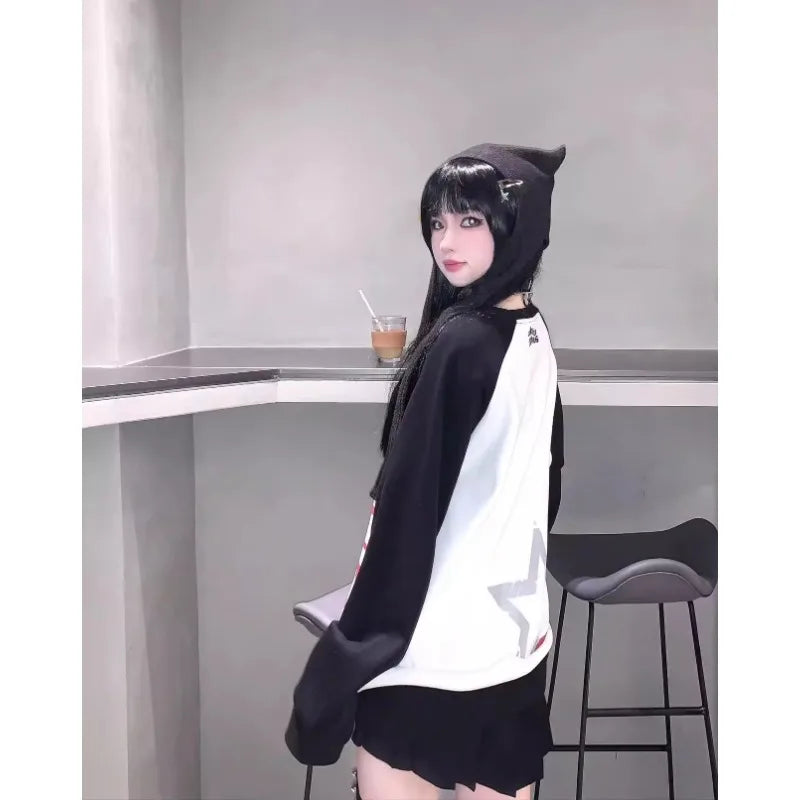 Loose Gothic Casual Subculture Punk Streetwear Autumn Hoodie - Fashionpara