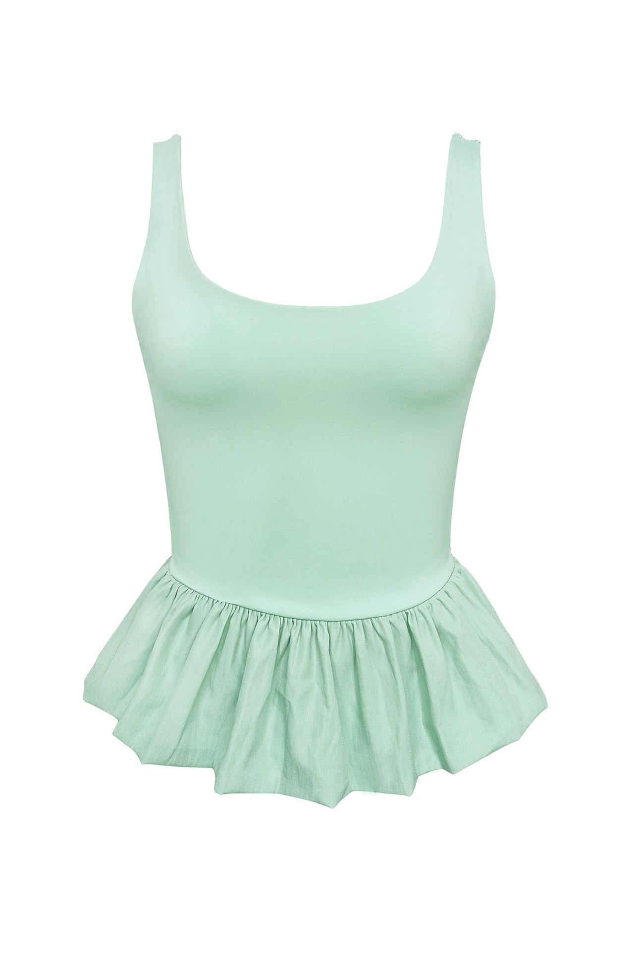 Low Cut Ruched Cotton Tank Top