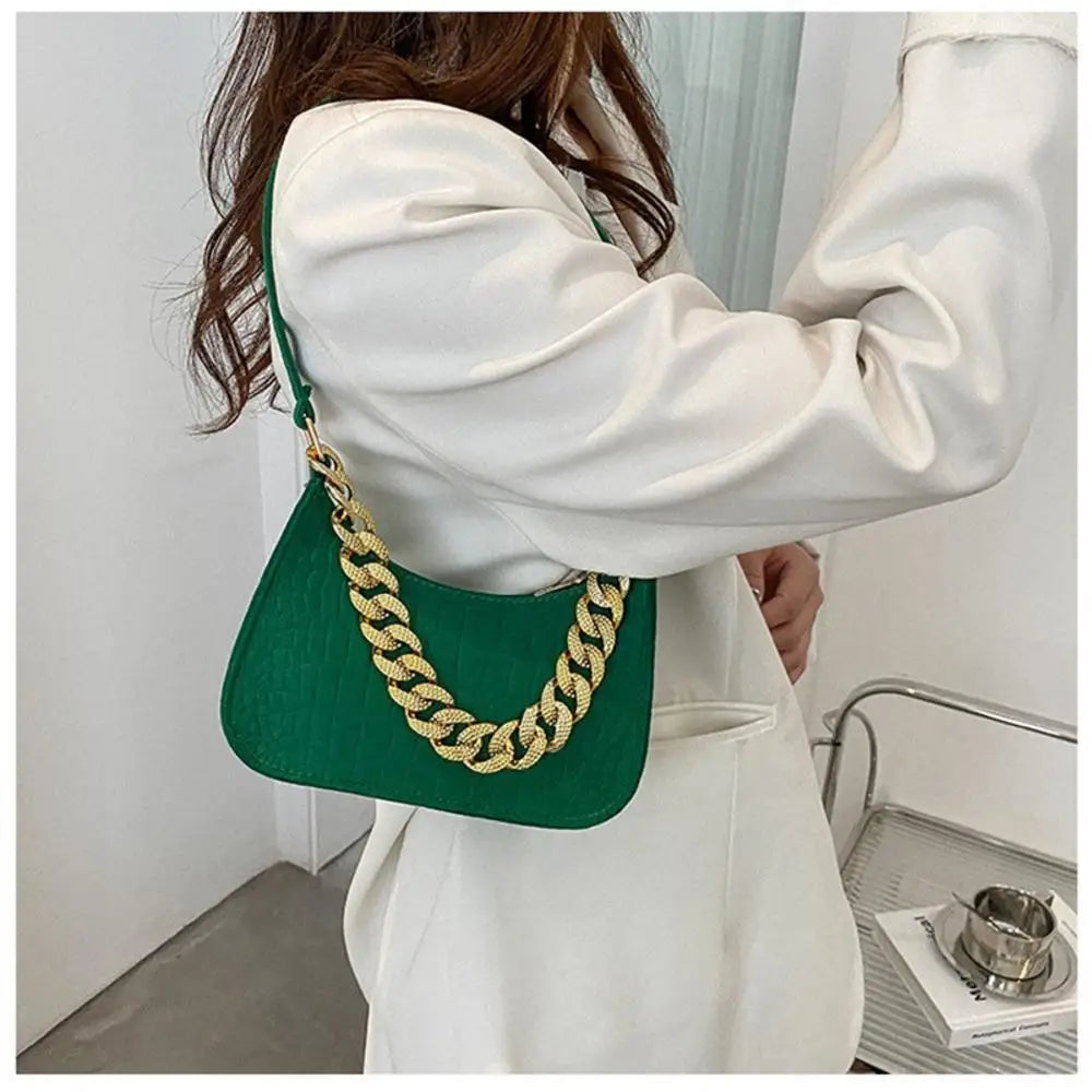Luxury Metal Chain Shoulder Handbag Elegant Clutch