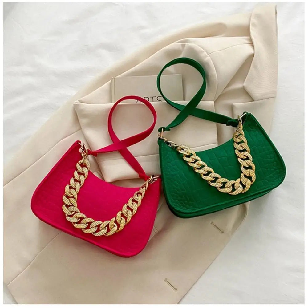 Luxury Metal Chain Shoulder Handbag Elegant Clutch