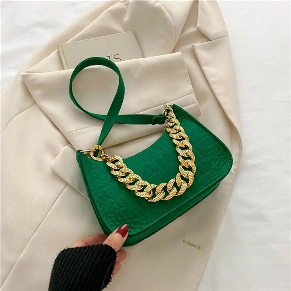 Luxury Metal Chain Shoulder Handbag Elegant Clutch