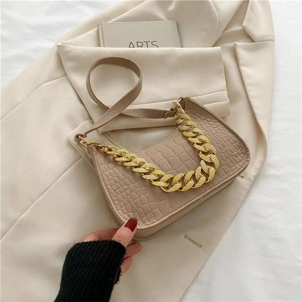 Luxury Metal Chain Shoulder Handbag Elegant Clutch