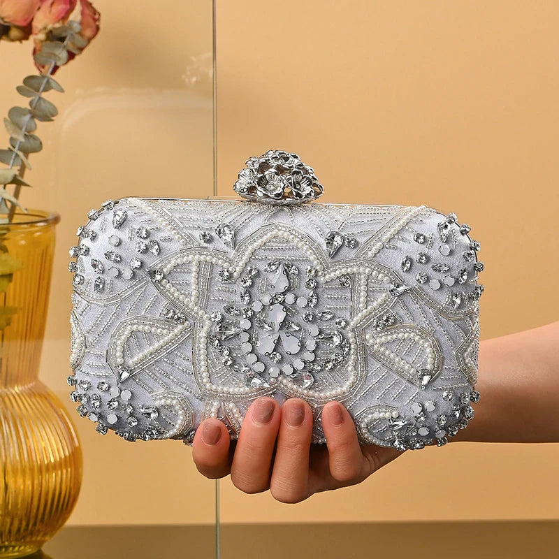 Designer Diamond Evening Crystal Clutch Rhinestone Wedding Party Bag