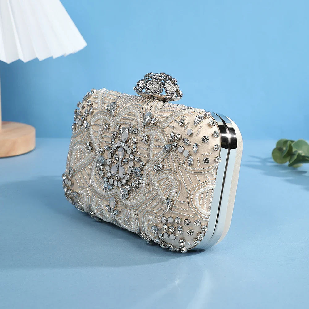 Designer Diamond Evening Crystal Clutch Rhinestone Wedding Party Bag