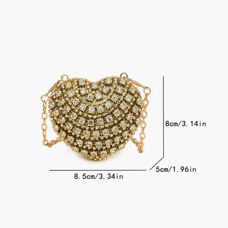 Luxury Mini Diamond Heart Shape Crystal Clutch Bag