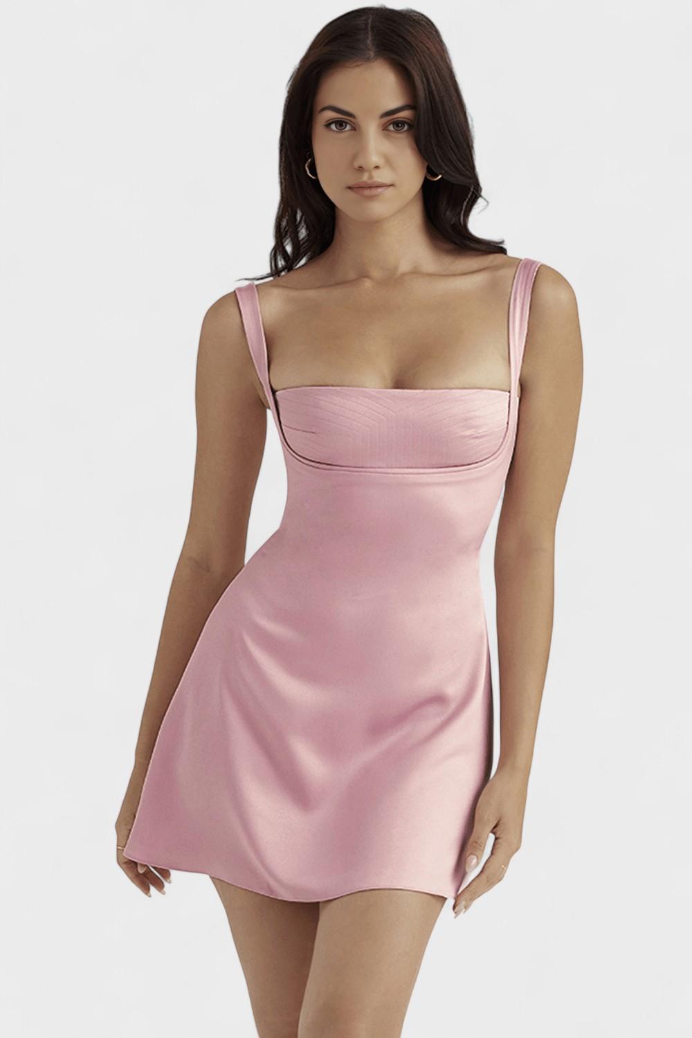 Square Neck Bustier Fit and Flare Mini Dress 3