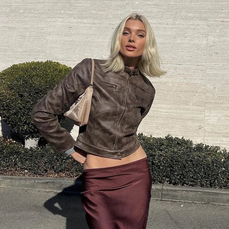 Slim Casual Long Sleeve Leather Jacket 3