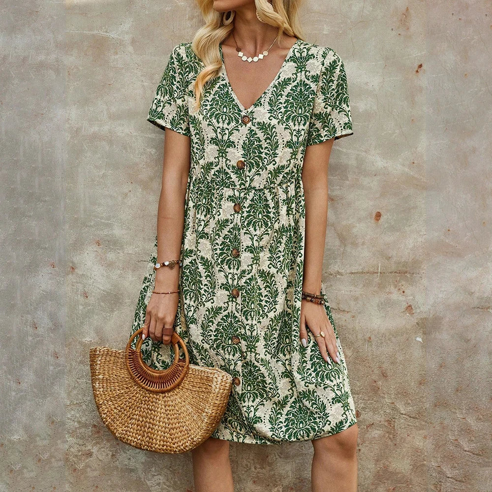 M Floral Casual Slim Summer Sundress