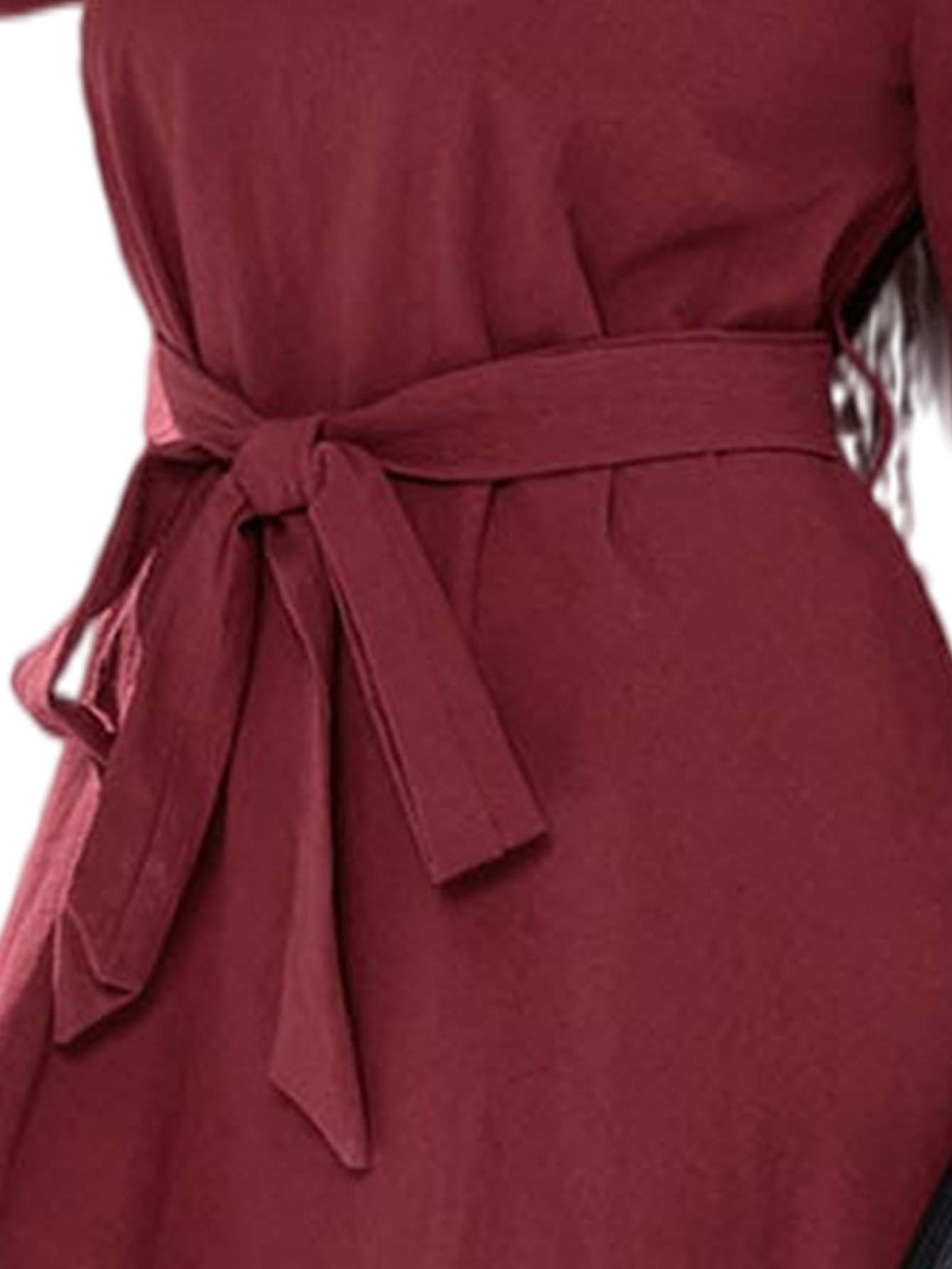 Embroidered Crew Neck Long Sleeve Tiered Midi Dress