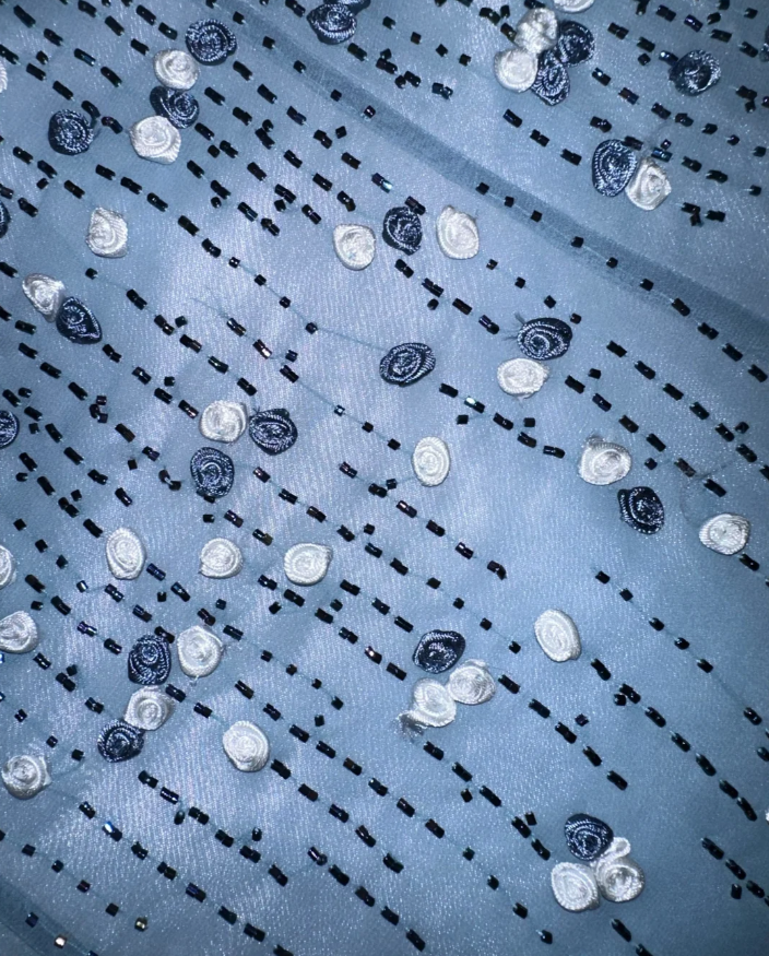 Glamorous Spaghetti Straps Blue Satin Tulle Beaded Mermaid Evening Dress Long Party Gowns D934