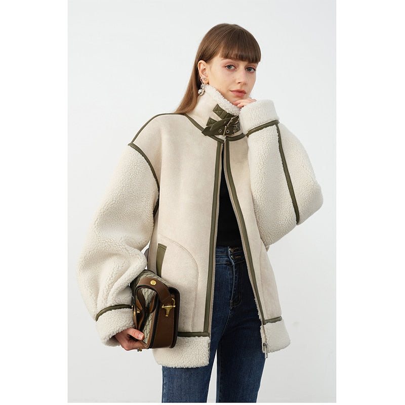 Warm Loose Leather Patchwork Jacket 2