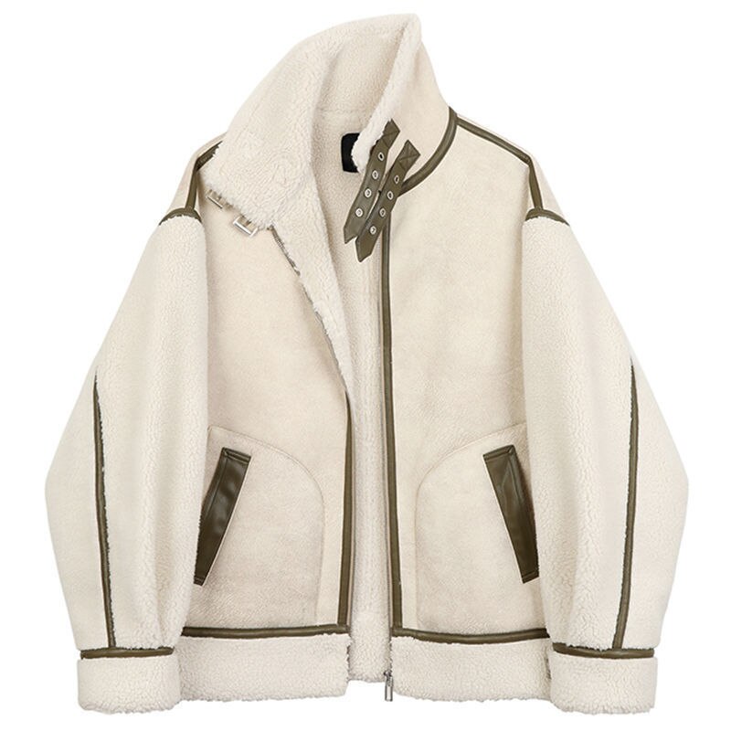 Warm Loose Leather Patchwork Jacket 6