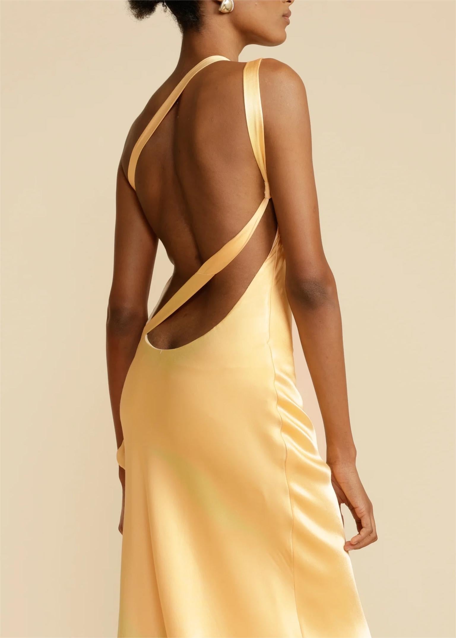 Moonlit Soiree Satin Asymmetrical One Shouder Backless Strap Maxi Dress - Fashionpara