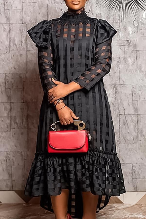 Fashion Perspective Plaid Ruffled Loose Maxi Dress Fashionpara