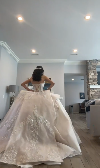 Gorgeous Strapless White Tulle Sequin Beaded Formal Long Wedding Dress D1051