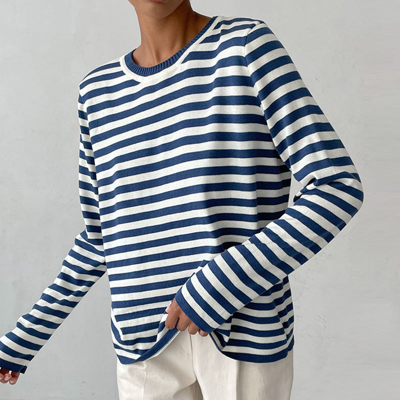 Striped Crew Neck Long Sleeve Top