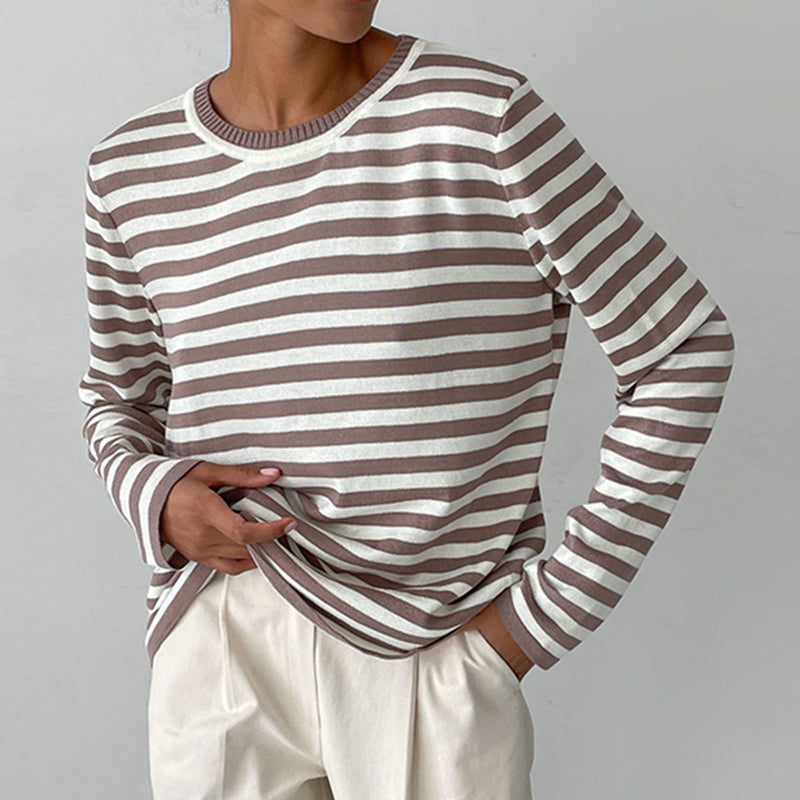 Striped Crew Neck Long Sleeve Top 2