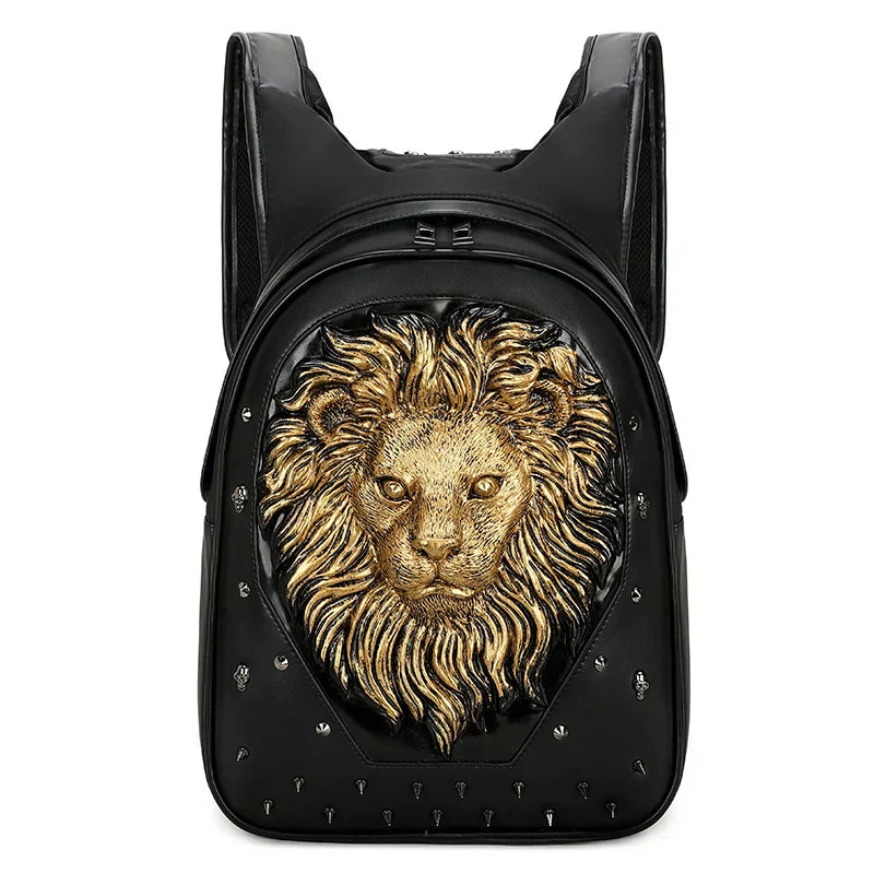 3D Embossed Skull Punk Rock Gothic Leather Rivets Laptop Travel Backpack Bag Black 5 Halloween