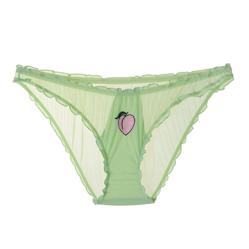 2Pcs/Lot Lace Lingerie Temptation Low-waist Panties Fruit Ins Embroidery Transparent Briefs Seamless Underwear