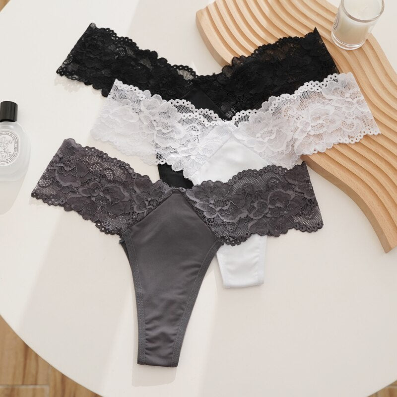 2Pcs/Lot Lace Lingerie Temptation Low-waist Panties