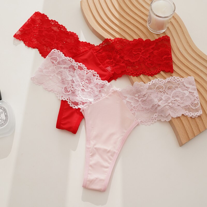 2Pcs/Lot Lace Lingerie Temptation Low-waist Panties