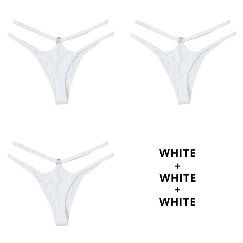3Pcs/Lot Cotton Panties G-String Thong Hollow Out Underwear Bandage Seamless Soft Knickers Lingerie Intimates