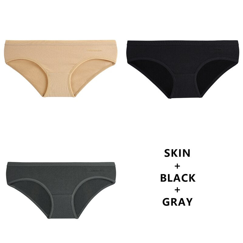 3Pcs/Lot Panties Cotton Underwear Solid Briefs Girls Low-waist Lingerie G String Soft Breathable Intimates
