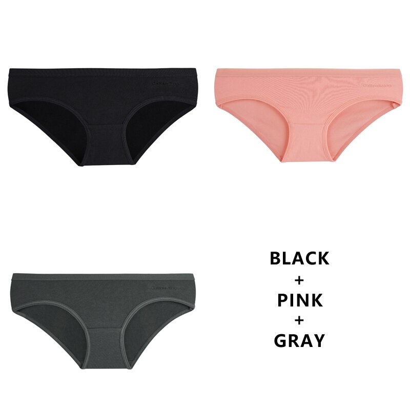 3Pcs/Lot Panties Cotton Underwear Solid Briefs Girls Low-waist Lingerie G String Soft Breathable Intimates