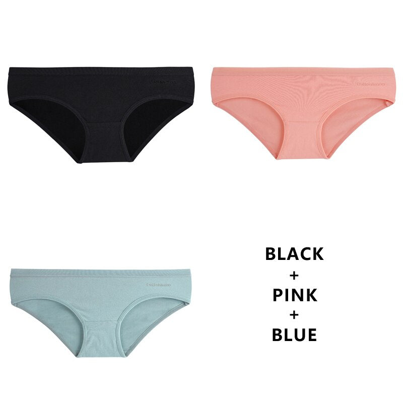 3Pcs/Lot Panties Cotton Underwear Solid Briefs Girls Low-waist Lingerie G String Soft Breathable Intimates