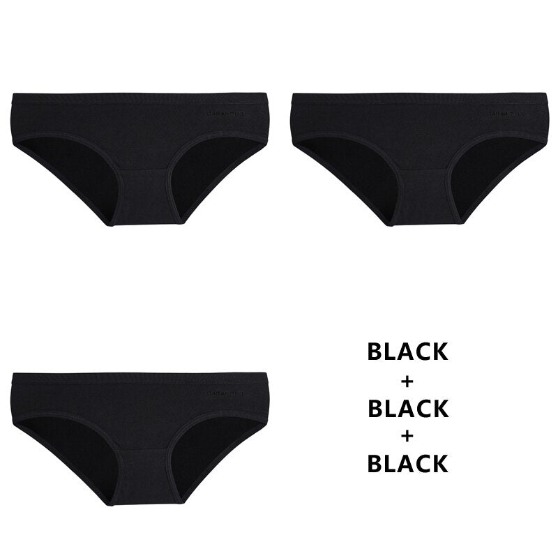 3Pcs/Lot Panties Cotton Underwear Solid Briefs Girls Low-waist Lingerie G String Soft Breathable Intimates